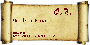 Orián Nina névjegykártya